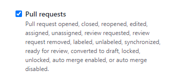 GitHub Webhooks Checkbox Pull Requests Event
